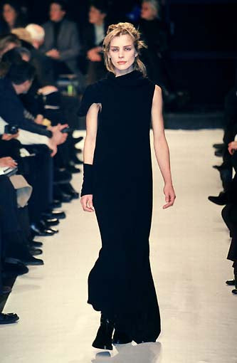 F/W98 Ann Demeulemeester Black Wool Wrap Dress