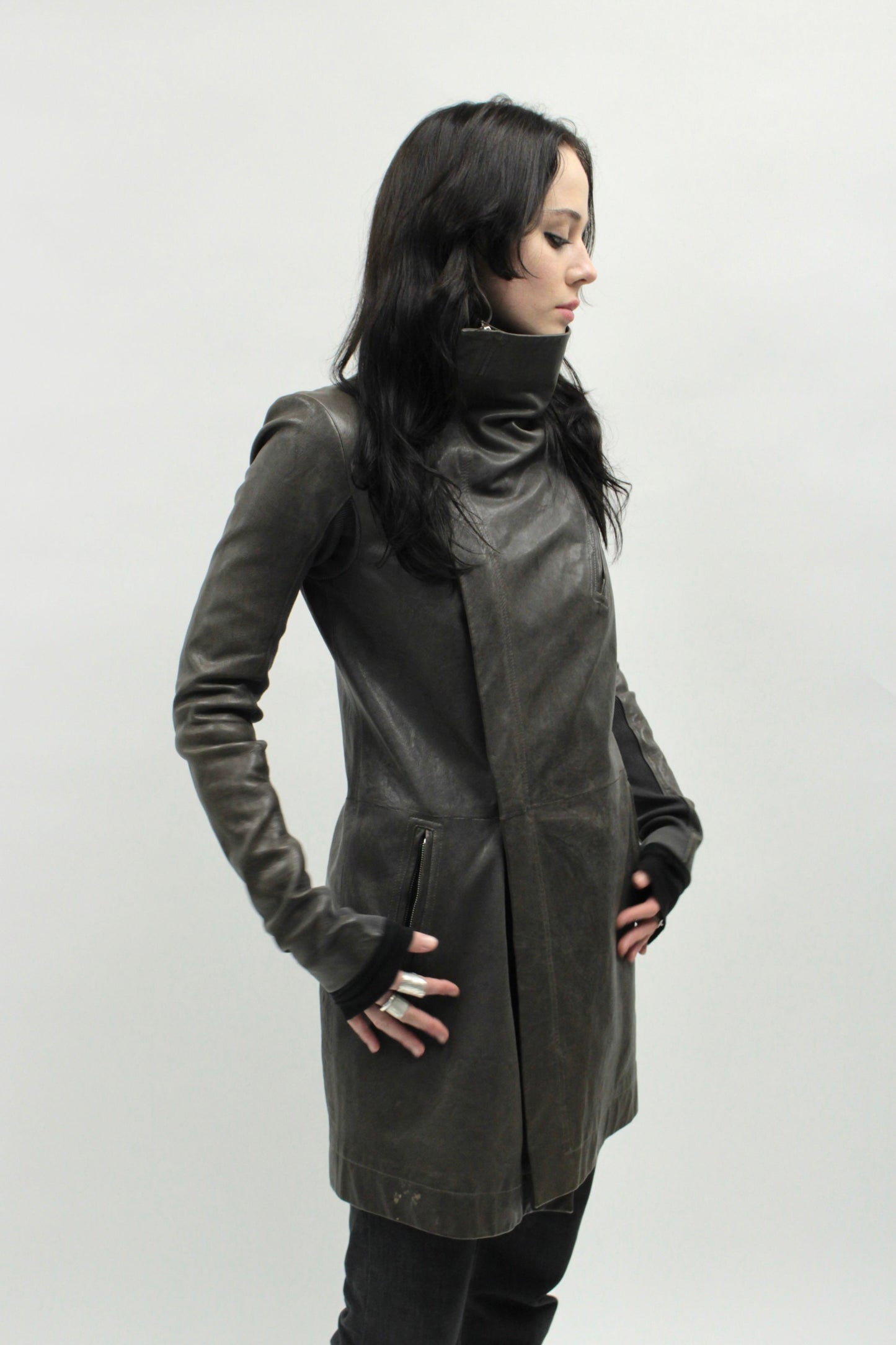 Rick Owens FW13 Long Lambskin Biker Jacket