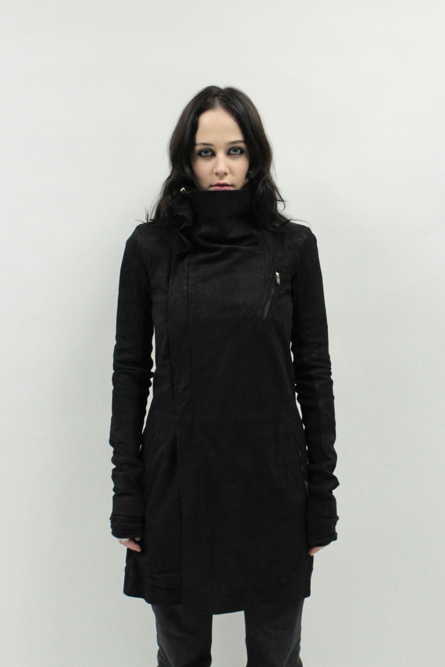 Rick Owens FW13 Long Blistered Lambskin Biker Jacket