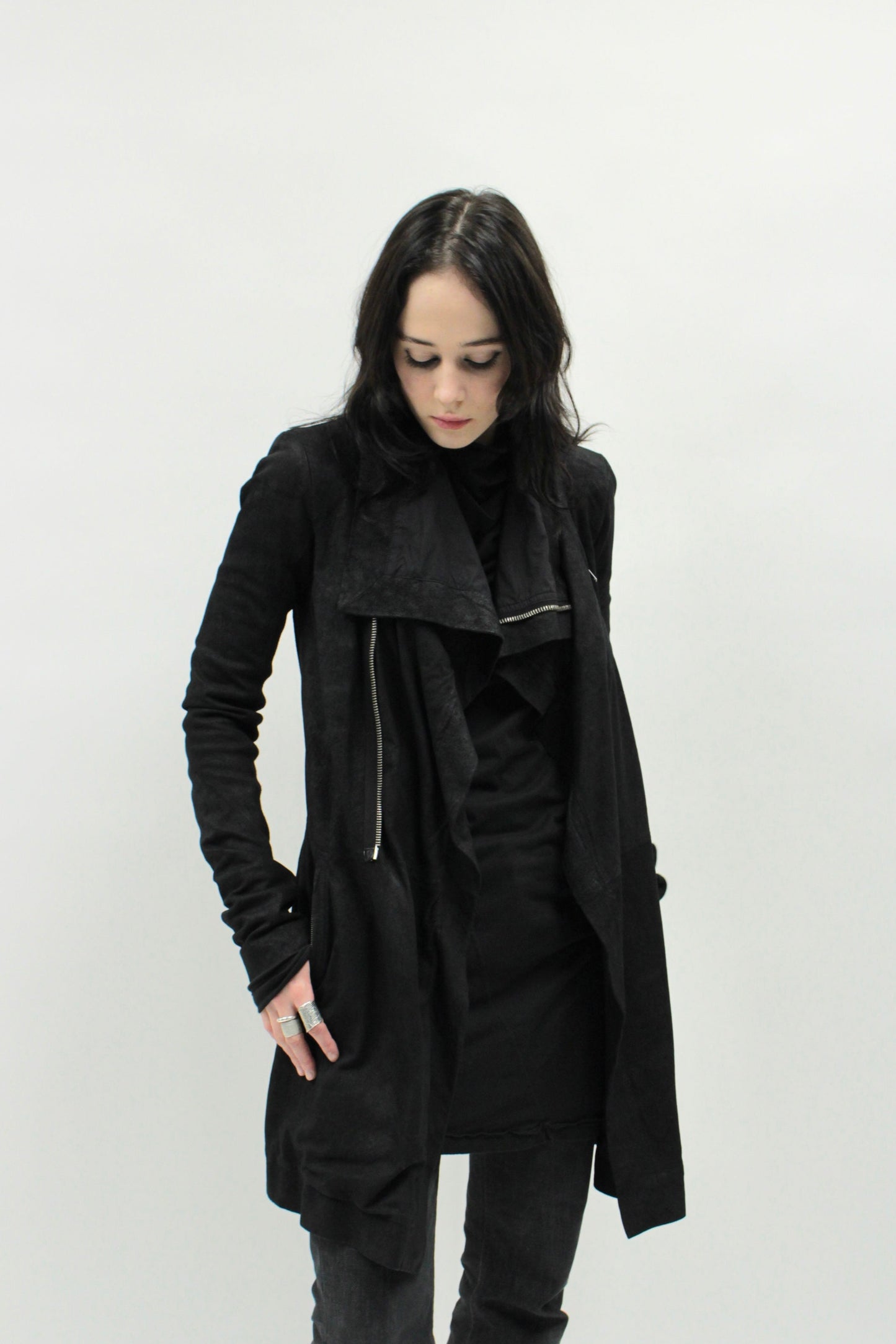 Rick Owens FW13 Long Blistered Lambskin Biker Jacket