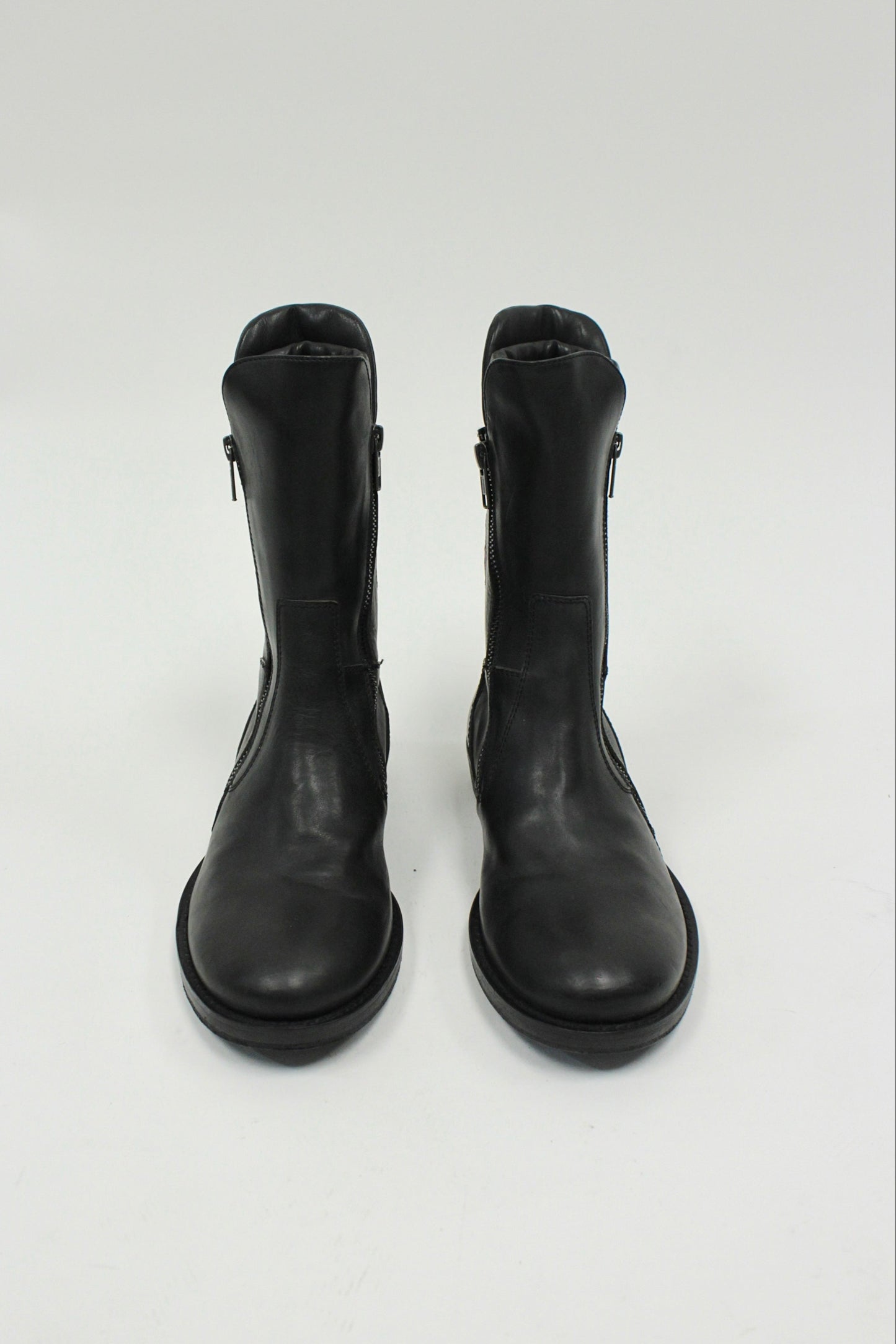 S/S16 Ann Demeulemester Vitello Olio Nero Biker Boots