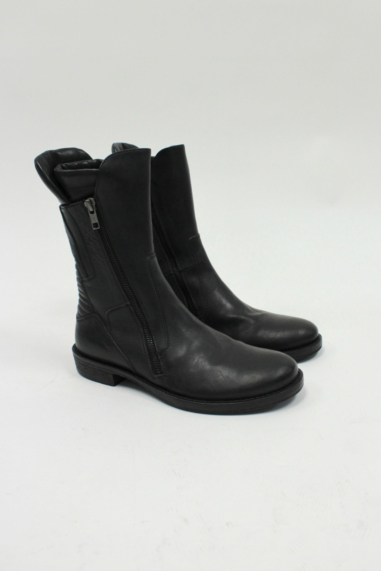 S/S16 Ann Demeulemester Vitello Olio Nero Biker Boots