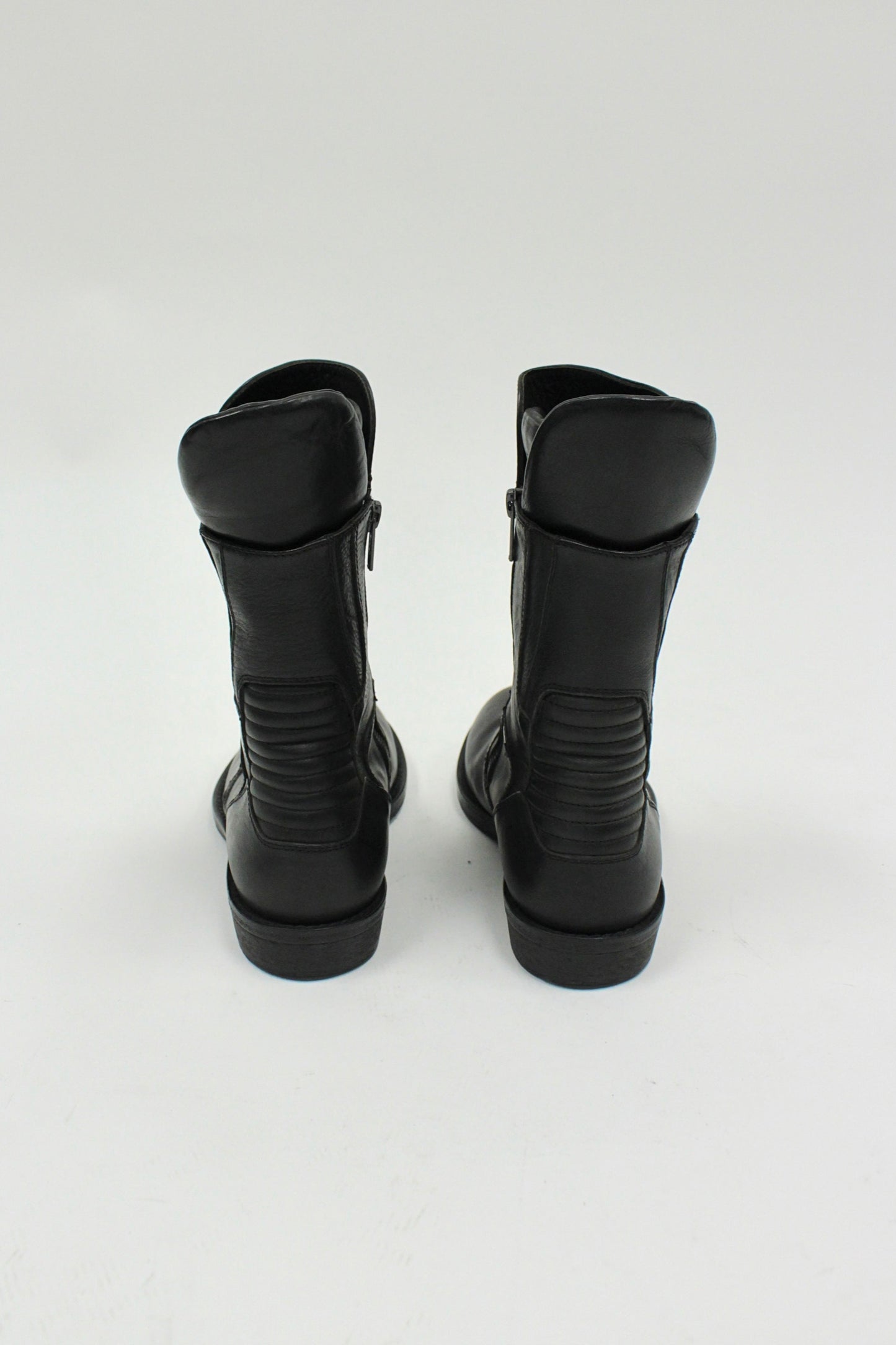 S/S16 Ann Demeulemester Vitello Olio Nero Biker Boots