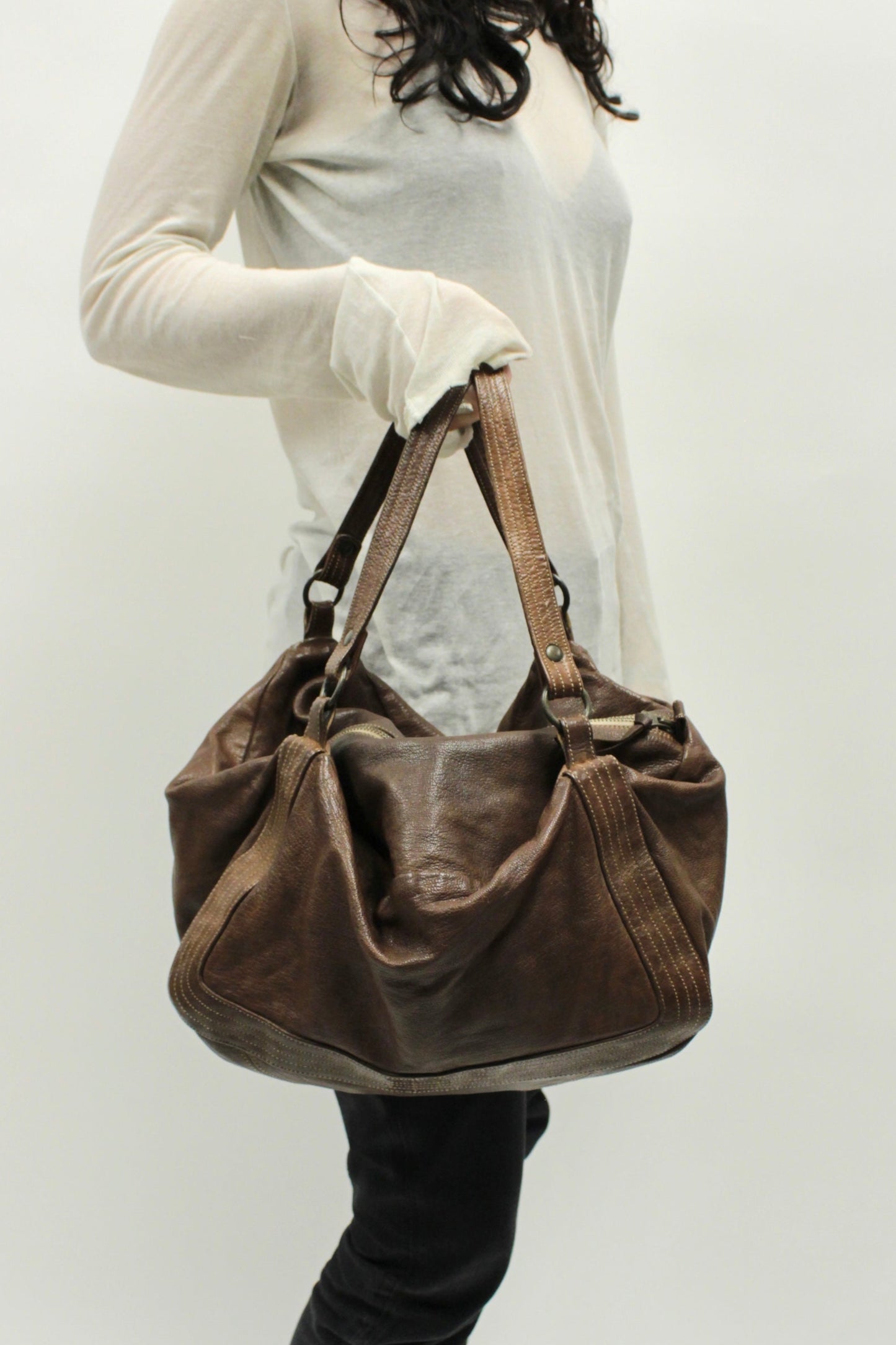 Early 00s Christian Peau Square Leather Boston Bag