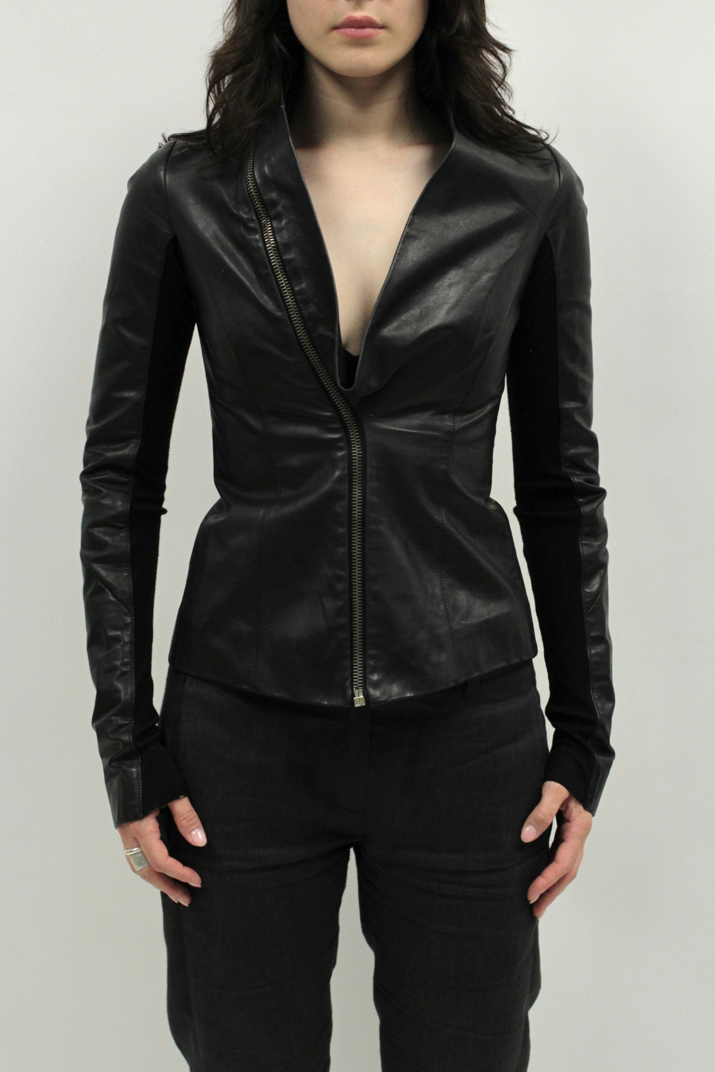 S/S10 Rick Owens "RELEASE" Asymmetrical Leather Jacket