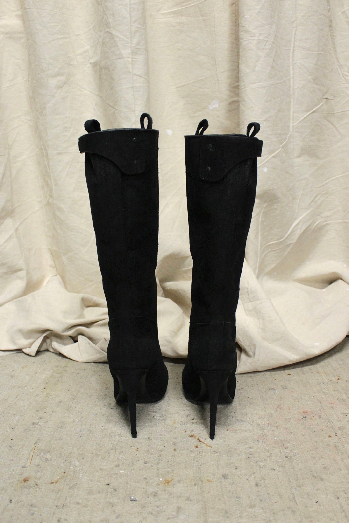 Early 00s Rick Owens Blistered Leather Tall Stiletto Boots