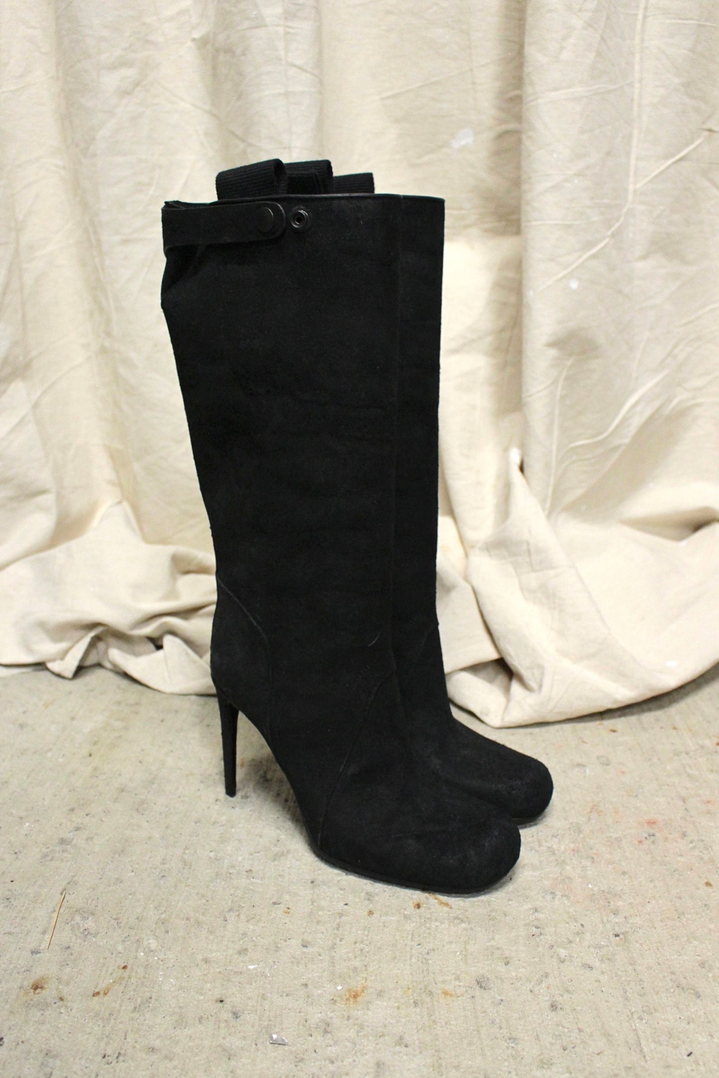 Early 00s Rick Owens Blistered Leather Tall Stiletto Boots
