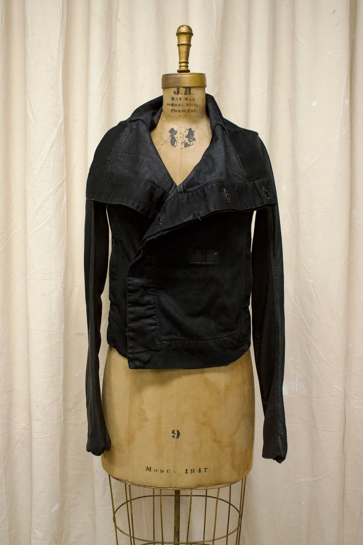 S/S10 Rick Owens DRKSHDW ‘RELEASE’ Black Waxed Hybrid Jacket