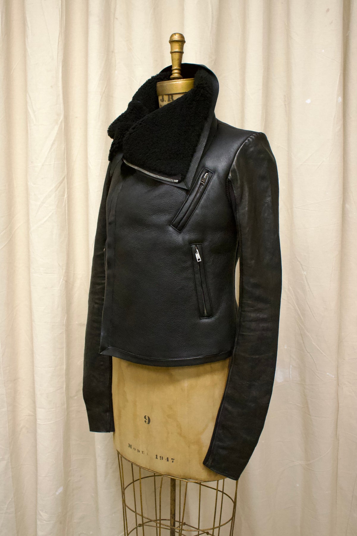 F/W08 Rick Owens ‘STAG’ Black Shearing Leather Jacket