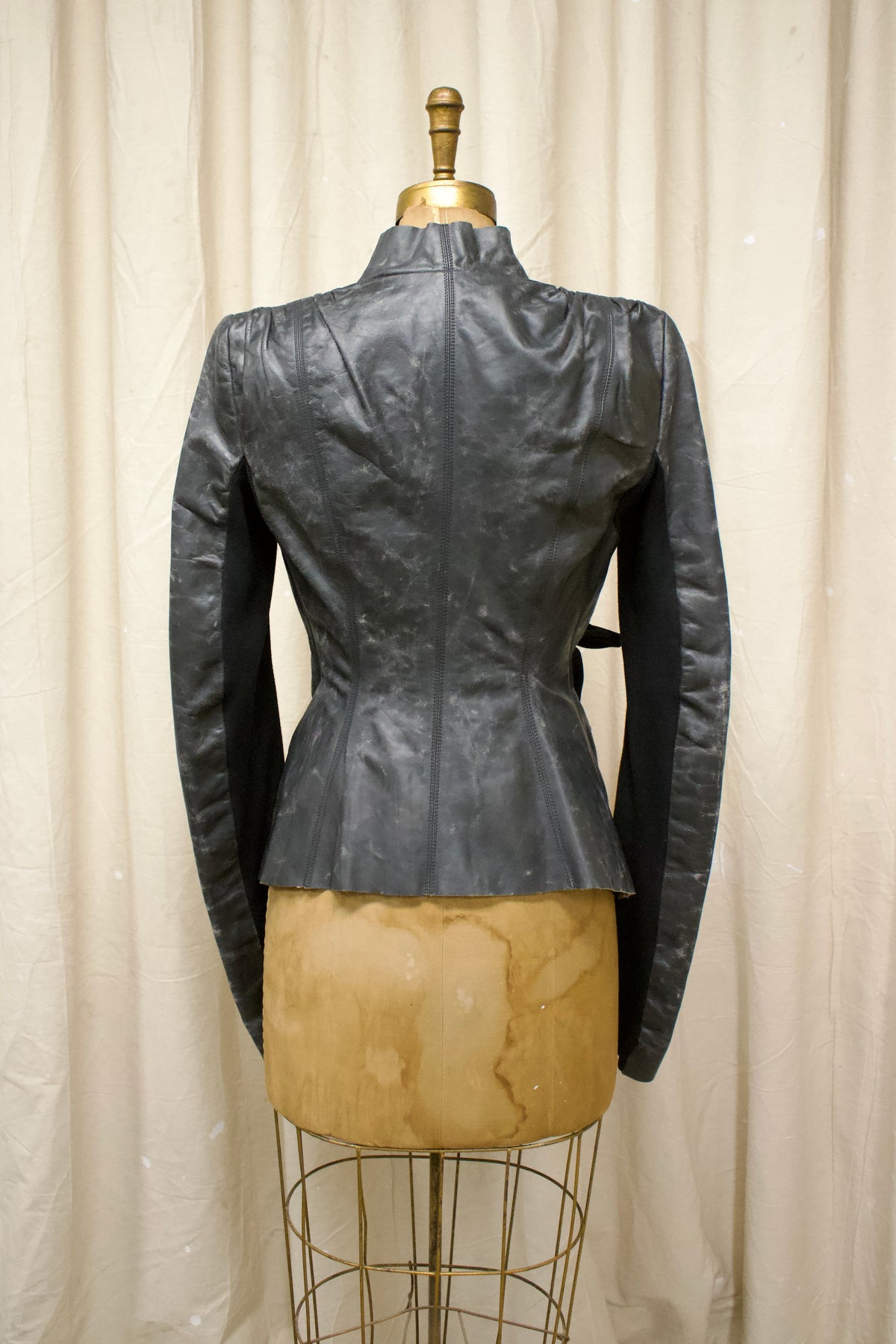 S/S25 Rick Owens ‘HOLLYWOOD’ Distressed Leather Wrap Jacket