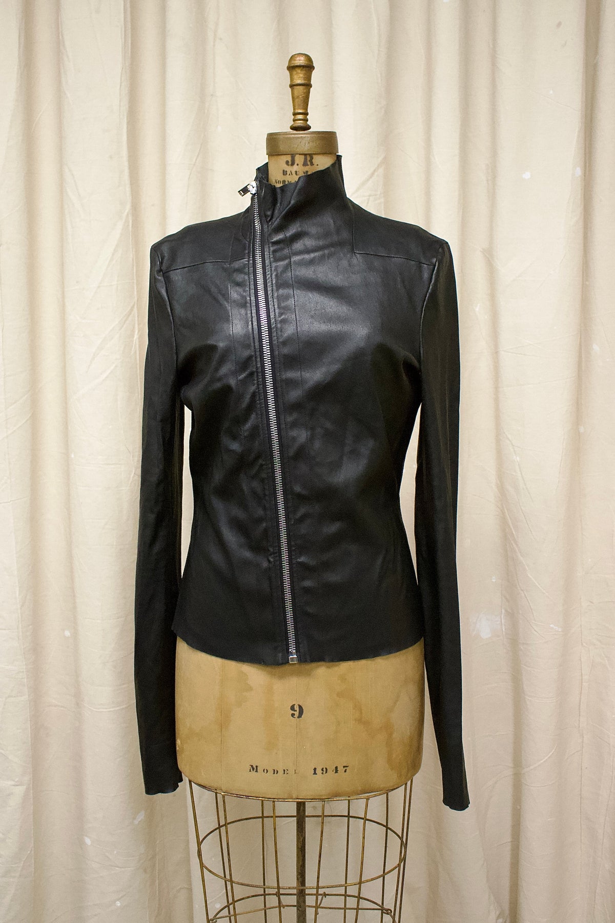 S/S24 Rick Owens ‘LIDO’ Asymmetric Zip Leather Jacket