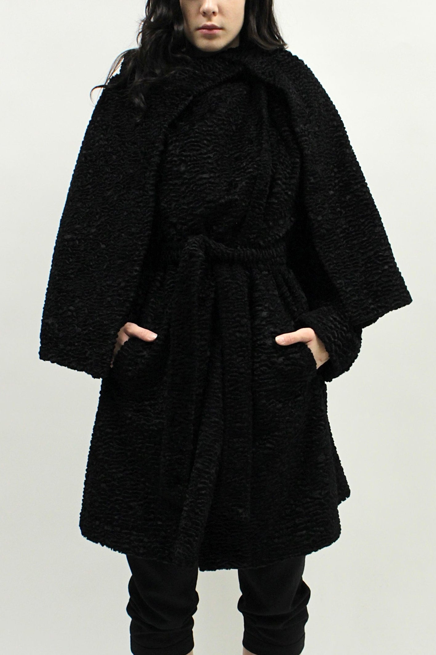 F/W10 Ann Demeulemeester Karakul Belted Coat
