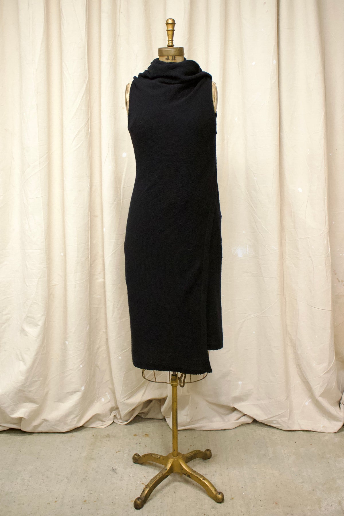 F/W98 Ann Demeulemeester Black Wool Wrap Dress