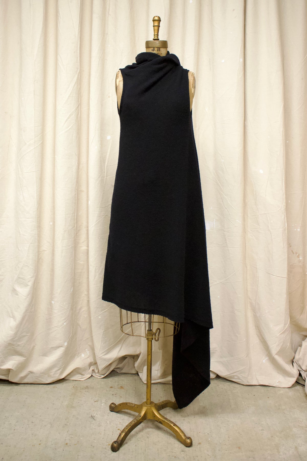 F/W98 Ann Demeulemeester Black Wool Wrap Dress