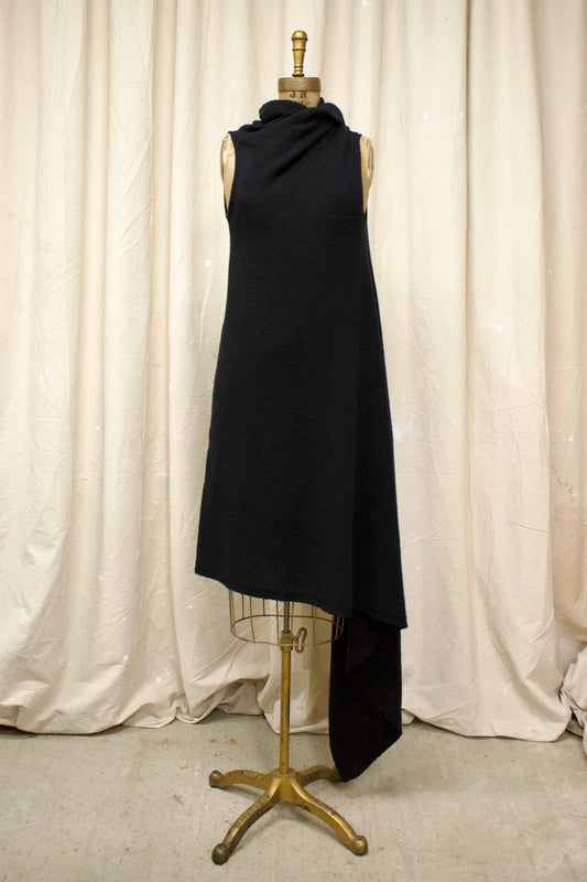 F/W98 Ann Demeulemeester Black Wool Wrap Dress