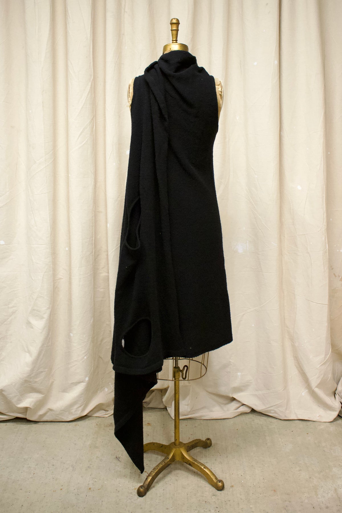 F/W98 Ann Demeulemeester Black Wool Wrap Dress