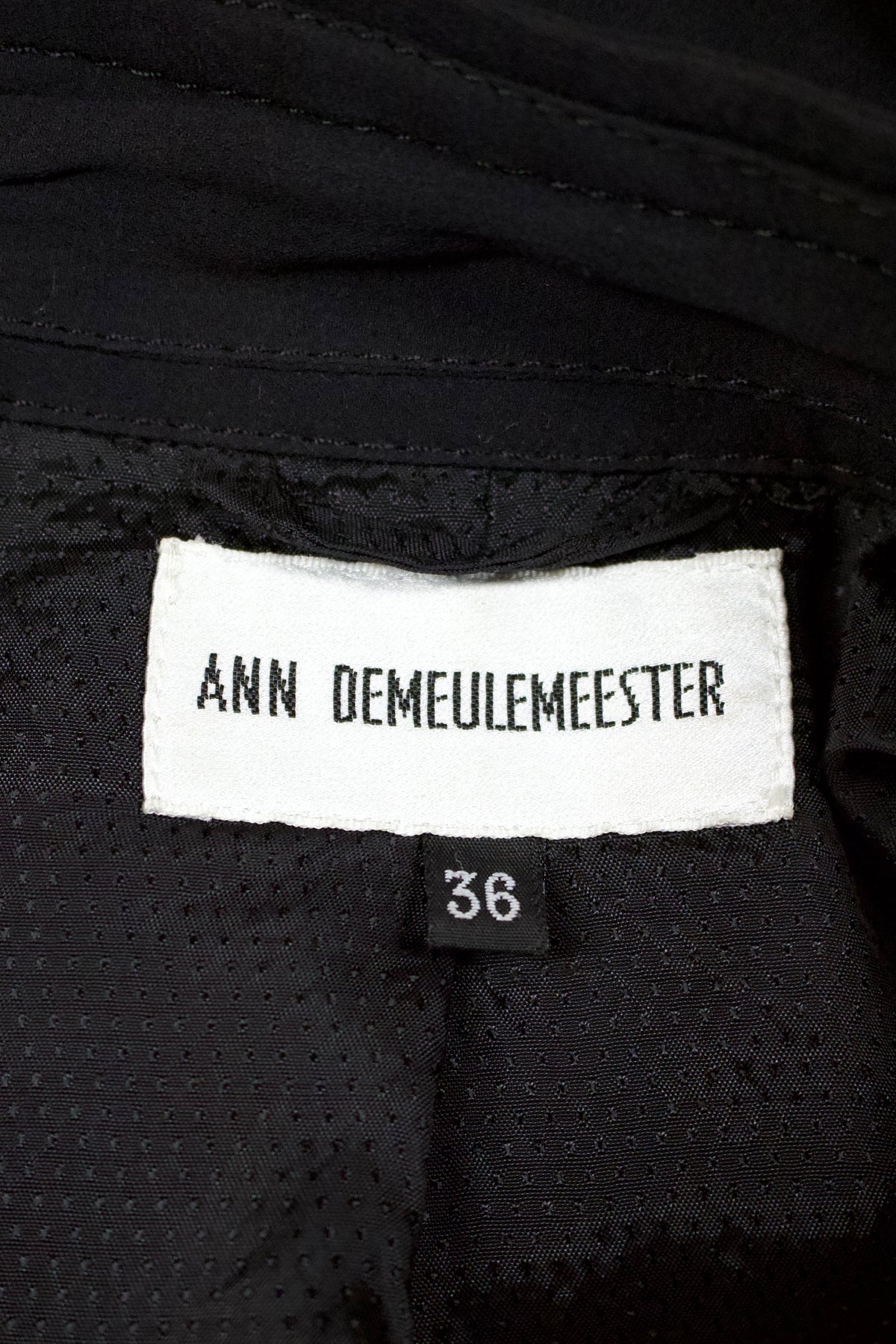 Mid 00s Ann Demeulemeester Black Silk Belted Coat