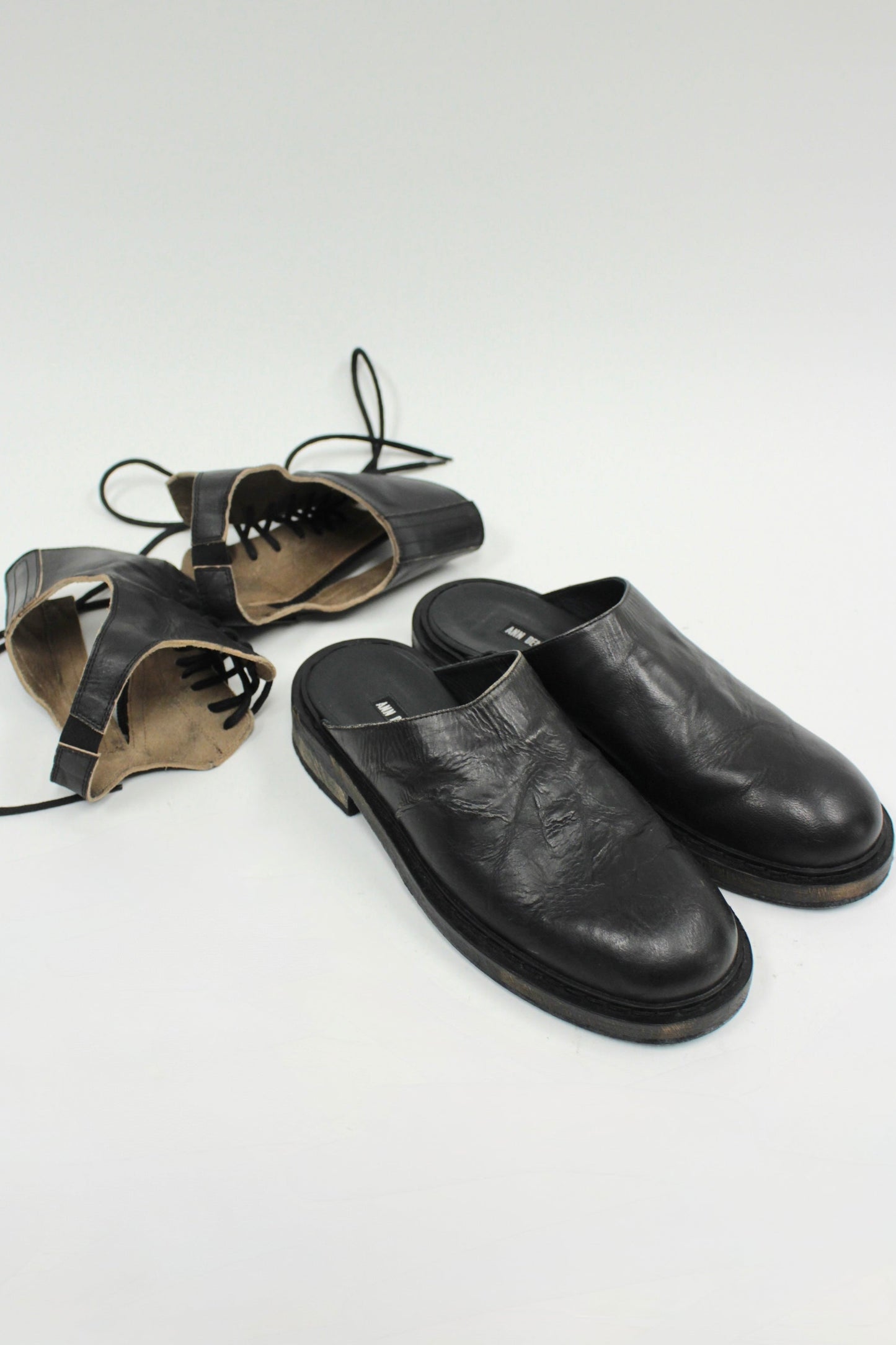 S/S17 Ann Demeulemeester Glace Nero Washed Convertible Boots