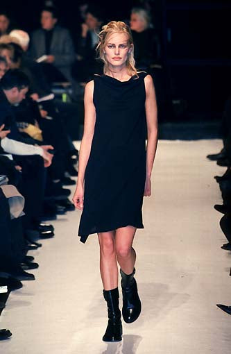 F/W98 Ann Demeulemeester Black Wool Wrap Dress