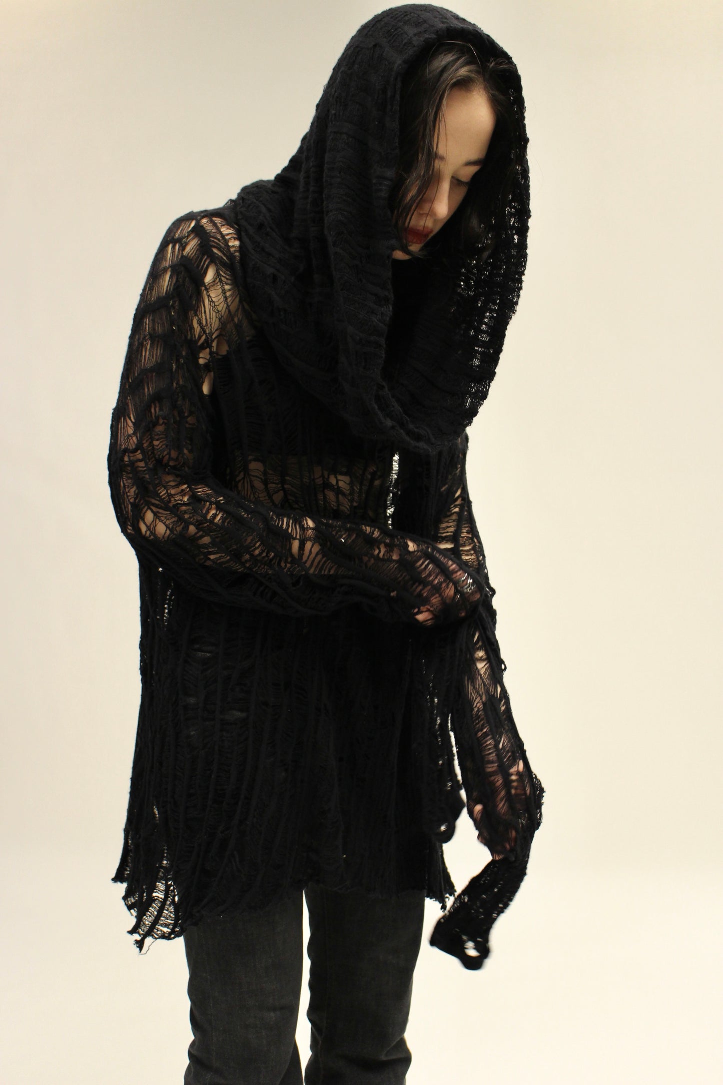 Miharayasuhiro FW10 Mesh Cowl Hood Sweater