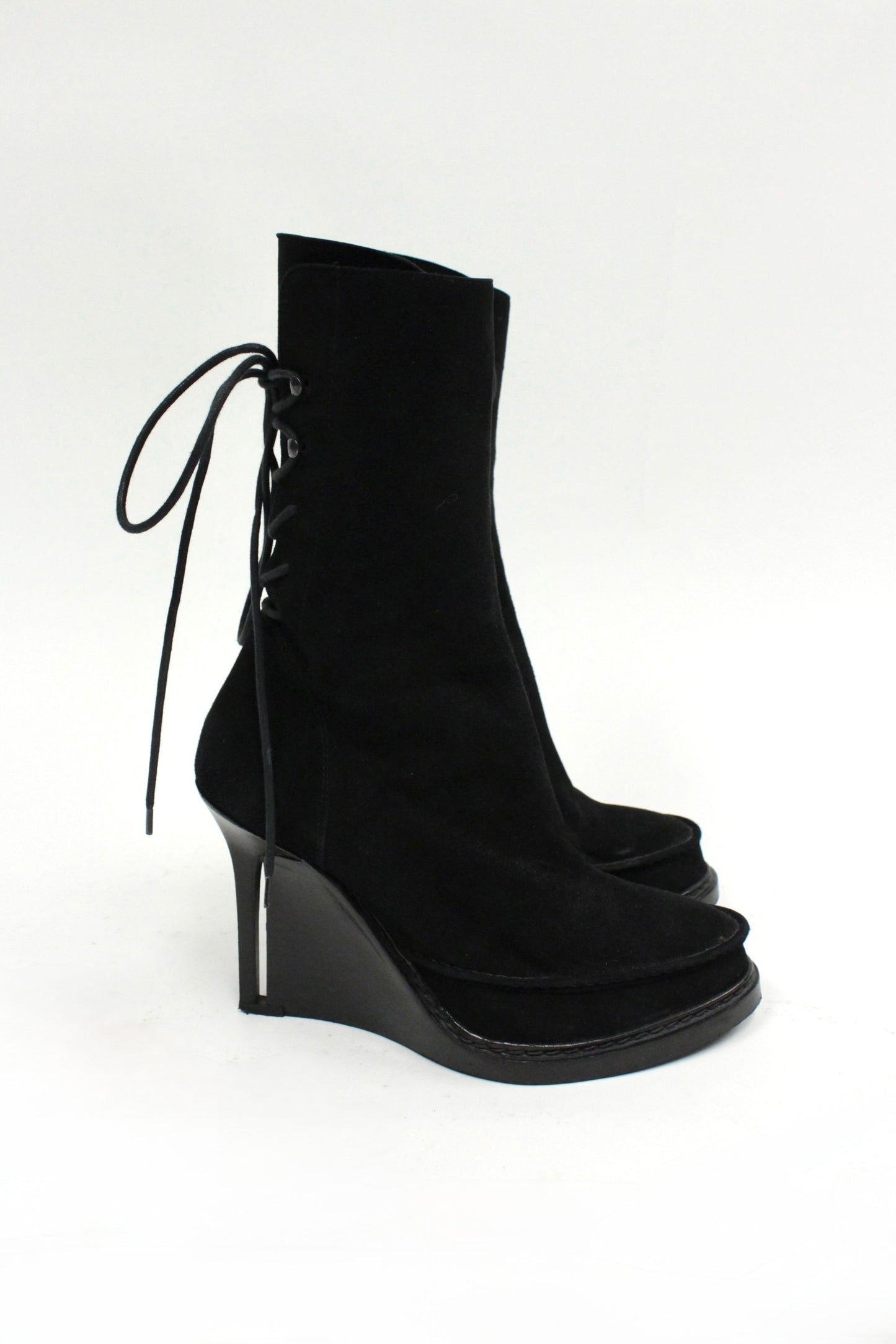 F/W10 Ann Demeulemeester Lace-Up Wedge Suede Boots