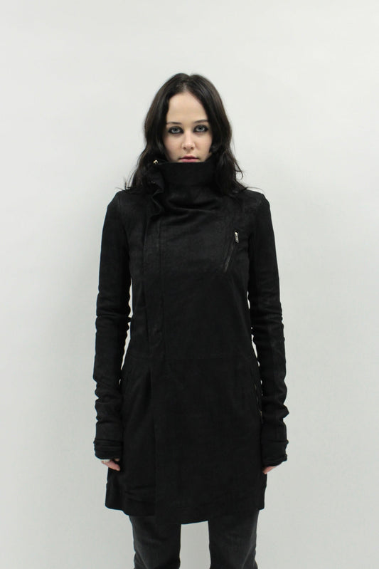 Rick Owens FW13 Long Blistered Lambskin Biker Jacket