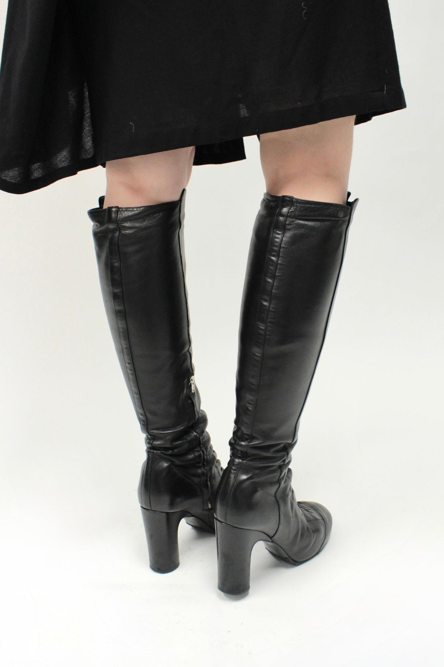 Early 2000s Veronique Branquinho Knee-High Leather Lace-Up Boots