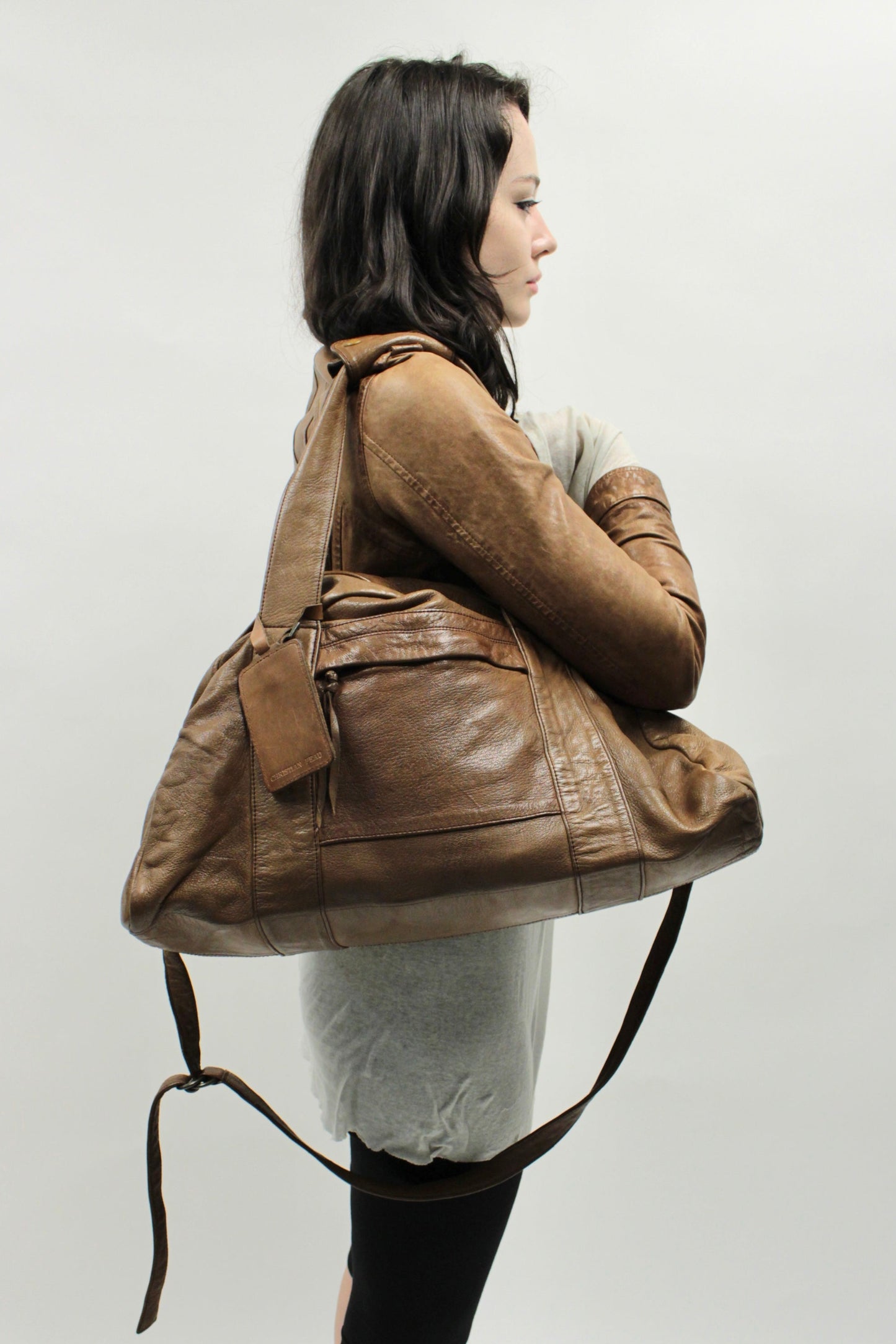 Early 00s Christian Peau Leather Duffle Bag