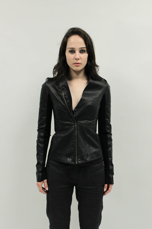S/S10 Rick Owens "RELEASE" Asymmetrical Leather Jacket