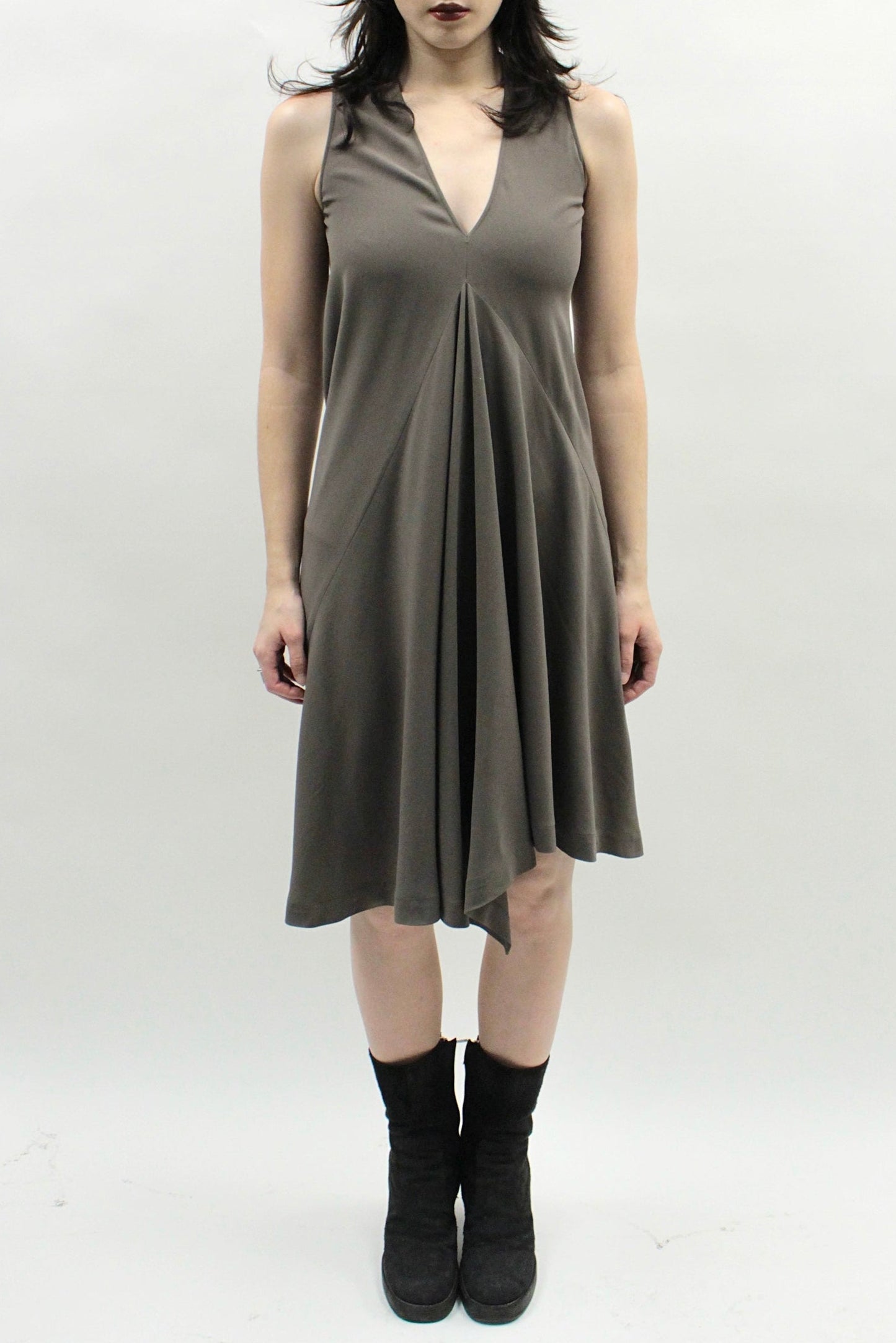 S/S12 Rick Owens "NASKA" Asymmetrical Draped Midi Dress