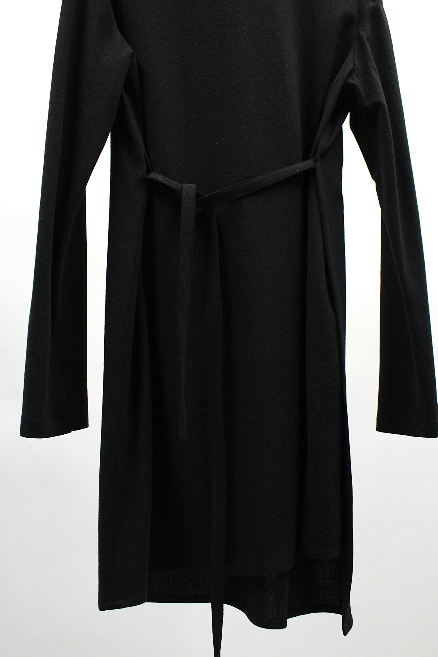 Ann Demeulemeester Belted Long-Sleeve Wool Dress